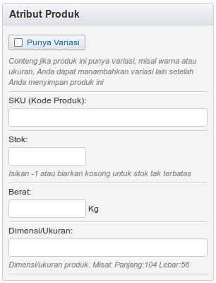 Form Atribut Produk