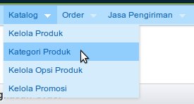 Menu Kelola Kategori Produk