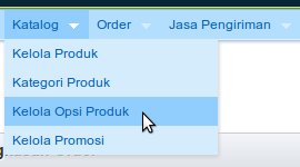 Menu Kelola Opsi Produk