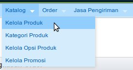 Menu Kelola Produk