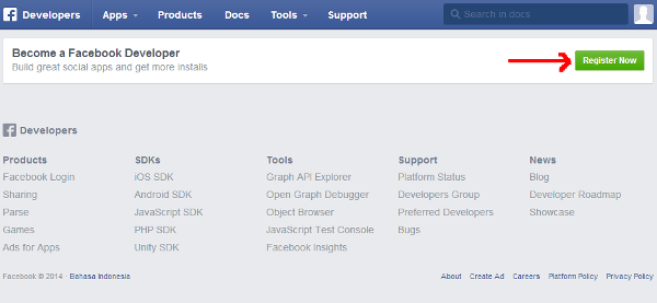 Registrasi Facebook Developer