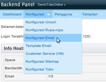 Menu Konfigurasi Email